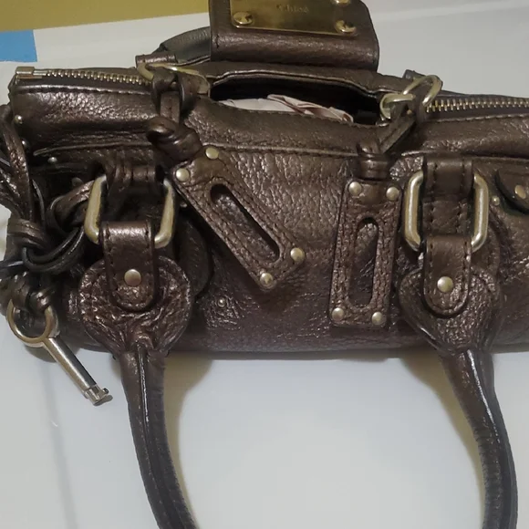 Chloe Pewter Color Leather Handbag with Silver Accents - Picture 5 of 13